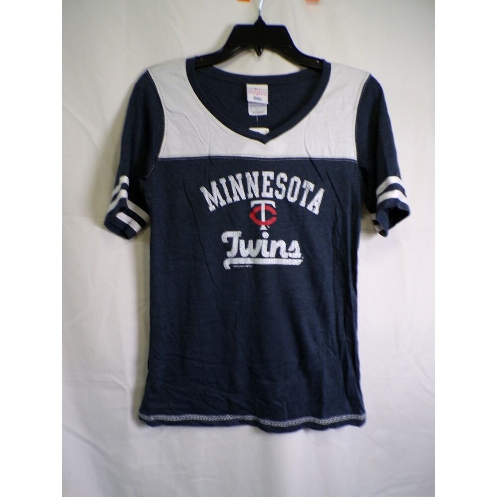 Campus Lifestyle Women's Minnesota Twins V-Neck Ringer T-Shirt Size M Blue